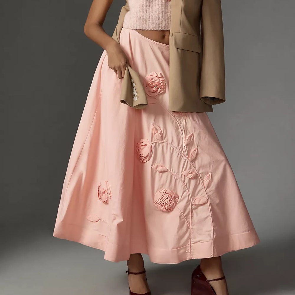 Anthropologie Pink Maxi Skirt